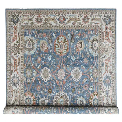 Pre-owned 1stdibs 9'6"x13'5" Navy Blue Zero Pile Distressed Sultanabad Hand Knotted Pure Wool Rug
