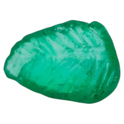 Pre-owned 1stdibs 9.74ct Natural Earth Craved Colombian Emerald Gemstone Green Color Leaf