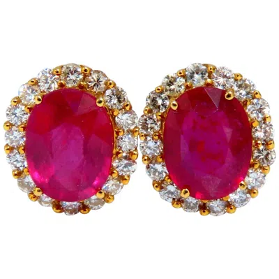 Pre-owned 1stdibs 9ct Red Stone Diamond Clip Earrings Halo 14 Karat*
