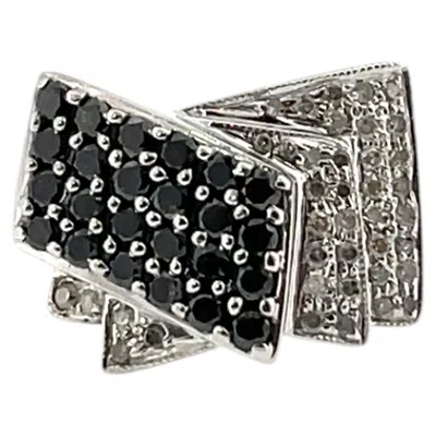 Pre-owned 1stdibs 9ct White Gold Diamond & Black Onyx Dress Ring