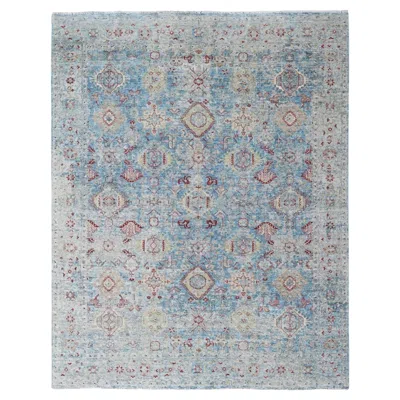 Pre-owned 1stdibs 9'x11'10" Blue Broken And Erased Persian Karajeh Design Hand Knotted Wool Rug