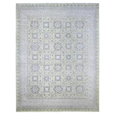 Pre-owned 1stdibs 9'x11'8" Green Khotan With Repetitive Rosette Design Hand Knotted Soft Wool Rug