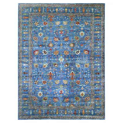 Pre-owned 1stdibs 9'x12' Blue Afghan Sultani With All Over Design Hand Knotted Pure Wool Rug