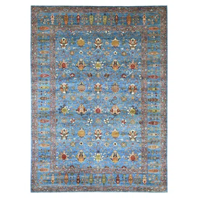 Pre-owned 1stdibs 9'x12' Blue Hand Knotted Afghan Sultani With Pomegranate Design Soft Wool Rug