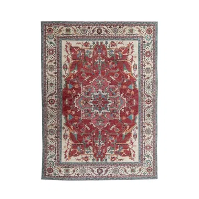 Pre-owned 1stdibs 9x12 Hand-knotted Afghan Serapi Tribal Wool Rug, Red Star Medallion