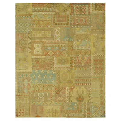 Pre-owned 1stdibs 9x12 Multicolor Hand-knotted Wool Patchwork Mosaic Traditional Carpet Rug In Brown