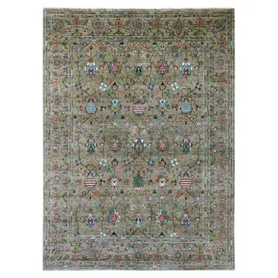 Pre-owned 1stdibs 9'x12'1" Green Afghan Sultani With Pomegranate Design Hand Knotted Wool Rug