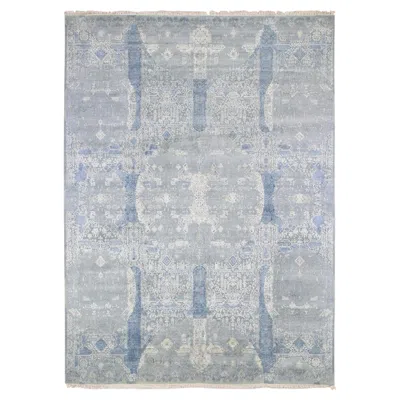 Pre-owned 1stdibs 9'x12'2" Wool And Pure Silk Hand Knotted Blue Jewellery Design Oriental Rug