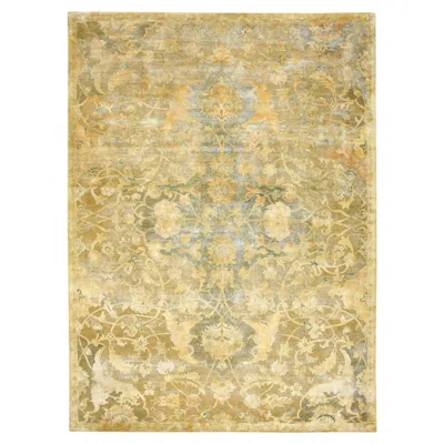 Pre-owned 1stdibs 9'x12'3" Yellow Persian Polonaise Influence Design Pure Silk Hand Knotted Rug