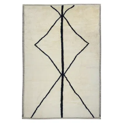 Pre-owned 1stdibs 9x12.7 Ft Brand New Handmade Tulu Rug Made Of 100% Natural Beige And Black Wool