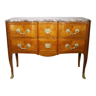 Pre-owned 1stdibs A French 19th-20th C. Louis Xv Style Stainwood & Gilt-bronze Mounted Commode In Brown