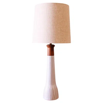 Pre-owned 1stdibs A Jane And Gordon Martz Table Lamp M165 Marshall Studios Matte White Tan Incisin
