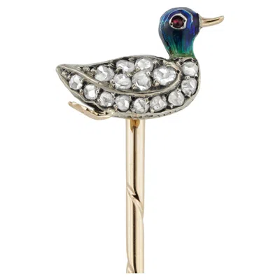 Pre-owned 1stdibs A Late Victorian Diamond-set Duck Stick Pin In Multi