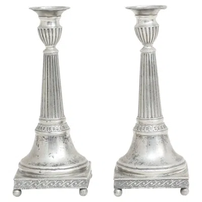 Pre-owned 1stdibs A Pair Of Empire Swedish Pewter Candlesticks Made 1820. In Gray