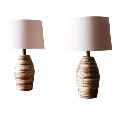 Pre-owned 1stdibs A Pair Of Jane And Gordon Martz Table Lamps M167 Marshall Studios Yellow Brown D