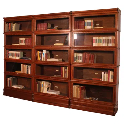 Pre-owned 1stdibs A Set Of 3 Globe Wernicke Oak Bookcases -19th Century In Brown