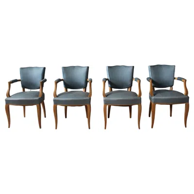 Pre-owned 1stdibs A Set Of 4 Fine French Art Deco Sycamore Armchairs In Brown