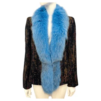Pre-owned 1stdibs A Striking Georges Rech Paris Statement Jacket Blue Fox Fur Collar