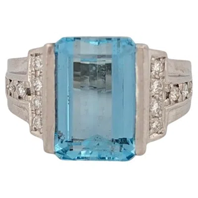 Pre-owned 1stdibs Abigail Platinum Ring, 7.73ct Emerald Cut Gemstone & .29ctw Natural Diamonds In Green