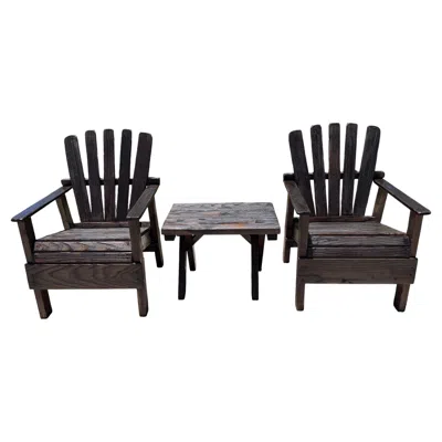 Pre-owned 1stdibs Adirondack Chairs & Table -three Piece Set In Brown
