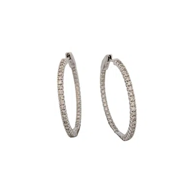 Pre-owned 1stdibs Agnes 14k White Gold Diamond Hoop Earrings Diamond In And Out Hoops