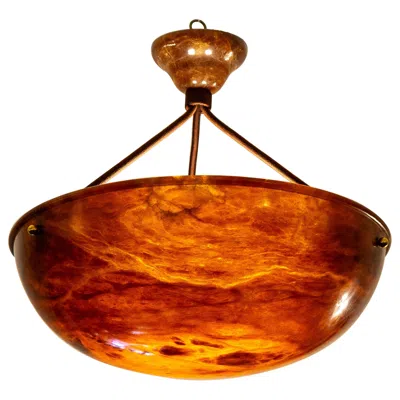 Pre-owned 1stdibs Amber Alabaster Pendant Light, Art Nouveau, Sweden 1915 In Brown