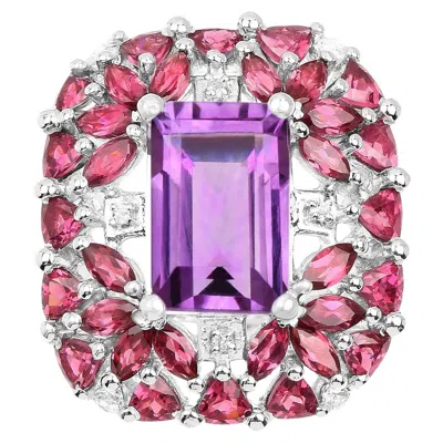 Pre-owned 1stdibs Amethyst Cocktail Ring Rhodolite Garnets And White Topazes 7.60 Carats