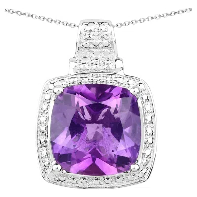 Pre-owned 1stdibs Amethyst Pendant Necklace 5.8 Carats Sterling Silver In Purple