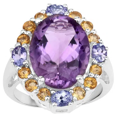 Pre-owned 1stdibs Amethyst Ring With Citrine 9.6 Carats Sterling Silver In Purple