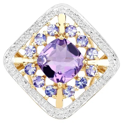 Pre-owned 1stdibs Amethyst Ring With Tanzanite 3.4 Carats Gold Plated Silver In Purple