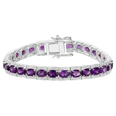 Pre-owned 1stdibs Amethyst Tennis Bracelet 12.1 Carats Sterling Silver In Purple
