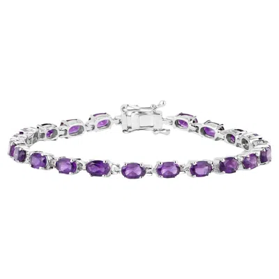 Pre-owned 1stdibs Amethyst Tennis Bracelet 7.98 Carats Rhodium Plated Sterling Silver In Purple