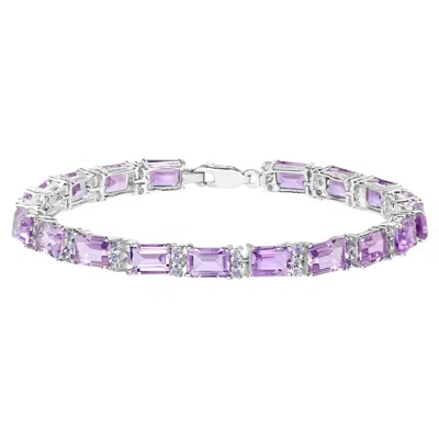 Pre-owned 1stdibs Amethyst Tennis Bracelet With Tanzanites 19 Carats Rhodium Plated Silver In Purple