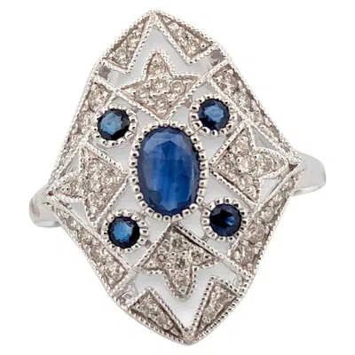 Pre-owned 1stdibs Amethysta 10k White Gold Sapphire And Diamond Ring With, Ring Size 6.25