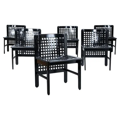 Pre-owned 1stdibs Ammannati And Vitelli, Pozzi And Verga Transenna Chairs, Black, Set Of 6 In Brown