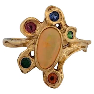 Pre-owned 1stdibs Andrea Custom 18k Yellow Gold Ring By Jeweler Barb Evans, Unique Gemstone Ring