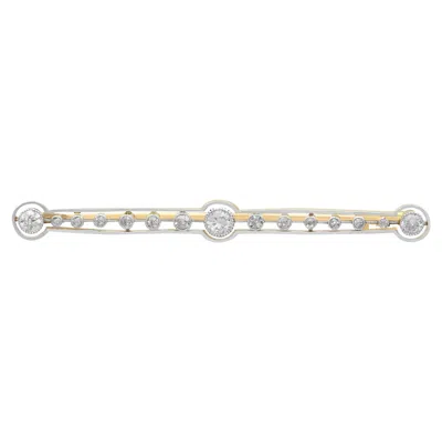 Pre-owned 1stdibs Antique 0.77ct Diamond And 18k Yellow Gold Bar Brooch, Circa 1910