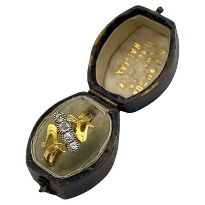 Pre-owned 1stdibs Antique 14ct Yellow Gold, Art Nouveau Four Stone Diamond Ring