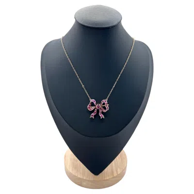 Pre-owned 1stdibs Antique 15ct Gold, Victorian Ruby Bow Necklace / Brooch In Multi