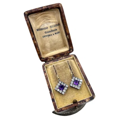 Pre-owned 1stdibs Antique 18ct Gold & Silver, Victorian Amethyst And Diamond Earrings In Purple
