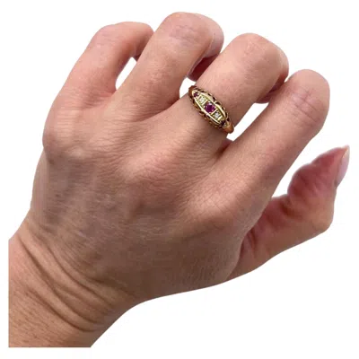 Pre-owned 1stdibs Antique 18ct Gold, Edwardian Ruby & Diamond Five Stone Ring In Multi