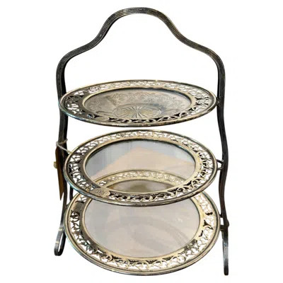 Pre-owned 1stdibs Antique 19th Century English Sterling Silver Glass & Silverplate Dessert Stand In Sand