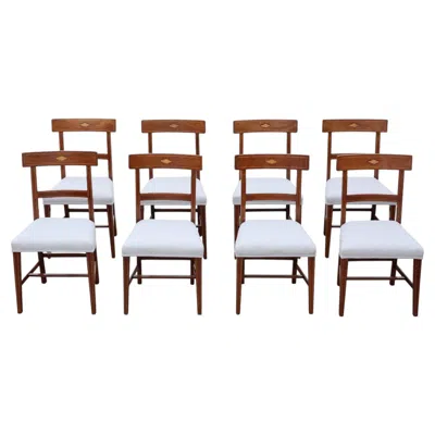 Pre-owned 1stdibs Antique 19th Century Set Of 8 Inlaid Mahogany Dining Chairs – Shell Marquetry In Brown