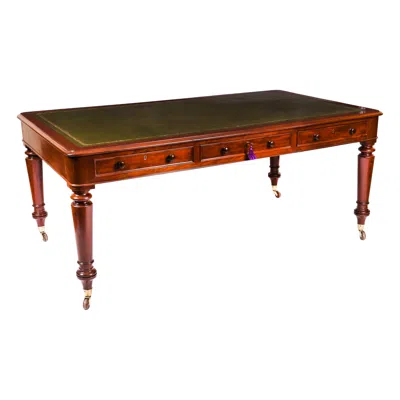 Pre-owned 1stdibs Antique 6ft Victorian Partners Writing Library Table Desk 19th Century In Brown