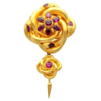 Pre-owned 1stdibs Antique 9.48 Carat Garnet And 21k Yellow Gold Brooch/pendant