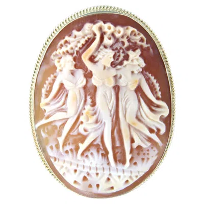 Pre-owned 1stdibs Antique 9k Yellow Gold Cameo Brooch Of Dancing Women, Circa 1880