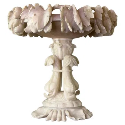 Pre-owned 1stdibs Antique Alabaster Bowl, Napoleon Iii Style, Italy, Circa 1900, 42 Cm In Sand