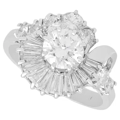 Pre-owned 1stdibs Antique Art Deco 2.48 Carat Diamond And 18k White Gold Cocktail Ring Circa 1935