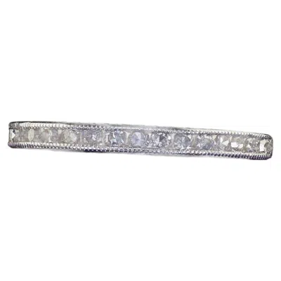 Pre-owned 1stdibs Antique Art Deco Platinum Single Cut Diamond Engraved Half Wedding Band In Multi