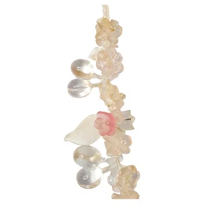 Pre-owned 1stdibs Antique Art Nouveau European Pressed Glass Flora & Fruit Long Beaded Necklace In Multi